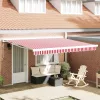 Behúzható napellenző Piros és Fehér 400 ×300 cm Szövet és Fém