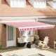 Behúzható napellenző Piros és Fehér 400 ×300 cm Szövet és Fém