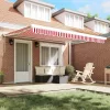 Behúzható napellenző Piros és Fehér 400 ×300 cm Szövet és Fém