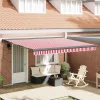 Behúzható napellenző Piros és fehér 400 × 300 cm Szövet, Fém