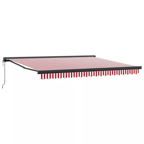 Behúzható napellenző Piros és fehér 400 × 300 cm Szövet, Fém