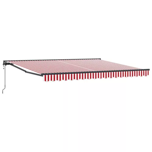 Behúzható napellenző Piros és fehér csíkos 400x300 cm szövet