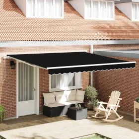 Behúzható napellenző Fekete 400 × 300 cm Poliészter