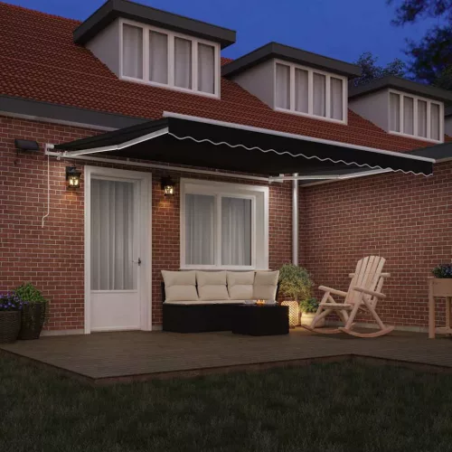 Behúzható napellenző tartalmaz Fekete 400 ×300 cm szövet