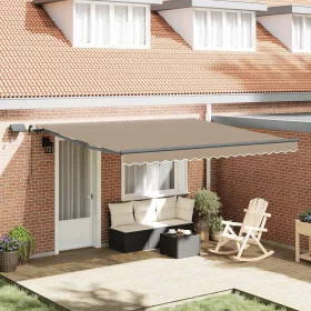   Behúzható napellenző LED -es lámpákkal Bézs 400 ×300 cm szövet