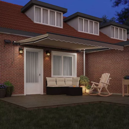 Behúzható napellenző LED -es lámpákkal Bézs 400 ×300 cm szövet