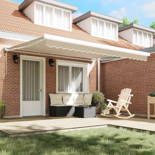 Behúzható napellenző Bézs 400 ×300 cm Szövet és Fém