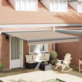 Behúzható napellenző Bézs 400 × 300 cm Szövet, Fém