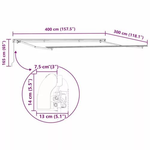 Behúzható napellenző Világosszürke 400 × 300 cm Poliészter