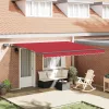 Behúzható napellenző LED -es lámpákkal Piros 400 ×300 cm szövet