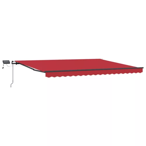 Behúzható napellenző LED -es lámpákkal Piros 400 ×300 cm szövet