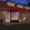Behúzható napellenző LED -es lámpákkal Piros 400 ×300 cm szövet