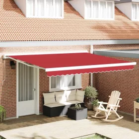 Behúzható napellenző Piros 400 ×300 cm Szövet és Fém