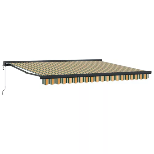 Behúzható napellenző Zöld és sárga 400 × 300 cm Szövet, Fém