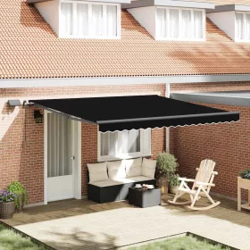Behúzható napellenző Fekete 400 × 350 cm szövet