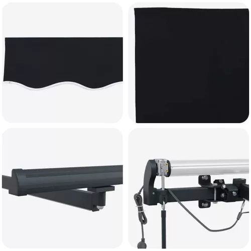 Behúzható napellenző tartalmaz Fekete 400 × 350 cm szövet