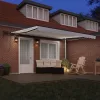 Behúzható napellenző LED -es lámpákkal Fehér 400 ×350 cm szövet