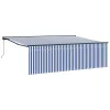 Behúzható napellenző Kék és fehér 450 × 300 cm szövet
