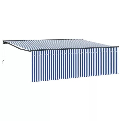 Behúzható napellenző Kék és fehér 450 × 300 cm szövet
