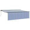 Behúzható napellenző Kék és fehér 450 × 300 cm szövet