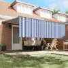 Behúzható napellenző Kék és fehér 450 × 300 cm szövet