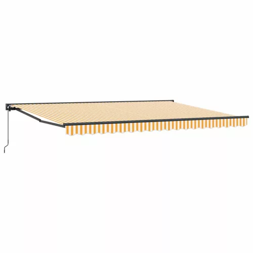 Behúzható napellenző Narancs és fehér 450x300 cm szövet