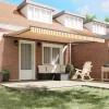 Behúzható napellenző Narancs és fehér 450x300 cm szövet