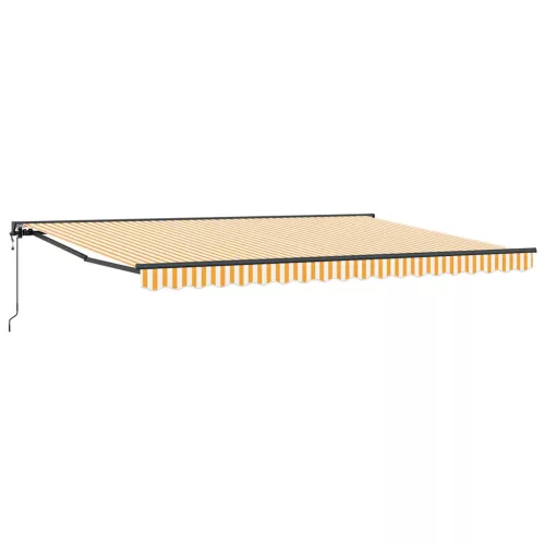 Behúzható napellenző Narancs és fehér 450x300 cm szövet
