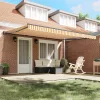 Behúzható napellenző Narancs és fehér 450x300 cm szövet