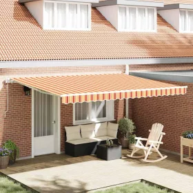   Behúzható napellenző 450 × 300 cm sárga és narancssárga
