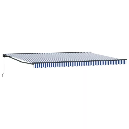 Behúzható napellenző Kék és Fehér 500x300 cm szövet