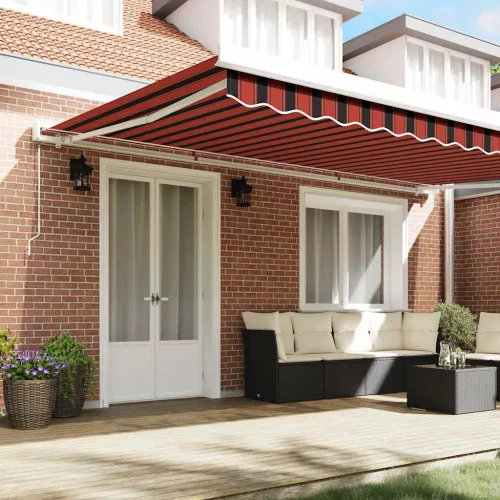 Behúzható napellenző Narancs és Barna 500 ×300 cm Szövet és Fém