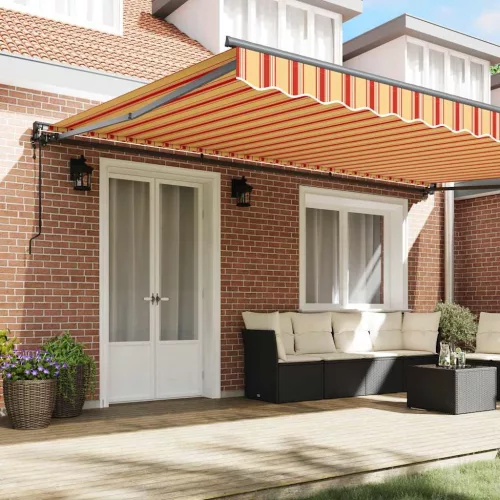 Behúzható napellenző Sárga és narancs 500x300 cm szövet