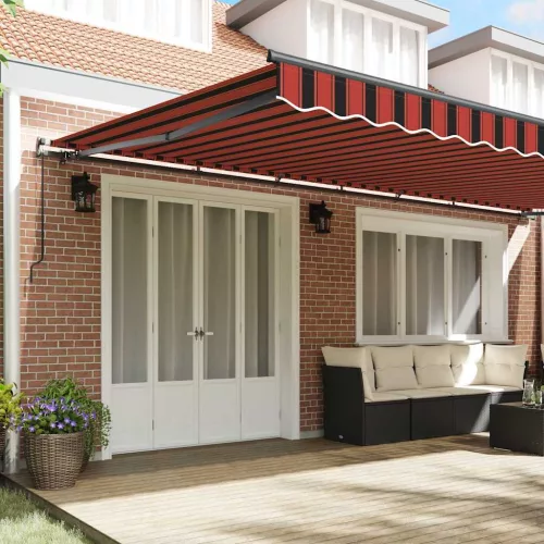 Behúzható napellenző narancssárga és barna 600 × 300 cm szövet