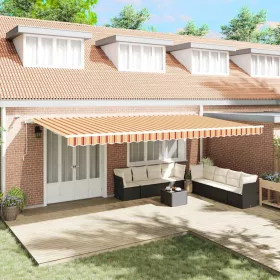 Behúzható napellenző Sárga és narancs 600 × 300 cm