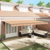 Behúzható napellenző sárga és narancssárga 600 × 300 cm szövet
