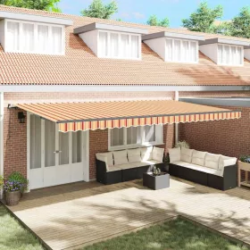   Behúzható napellenző sárga és narancssárga 600 × 300 cm szövet
