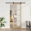 Egyszerű Csúszó Ajtó Barna 78 x 232 cm Fa és fém
