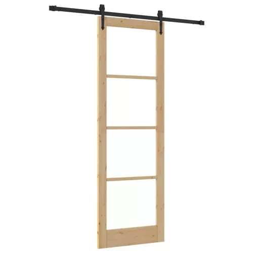Egyszerű Csúszó Ajtó Barna 78 x 232 cm Fa és fém