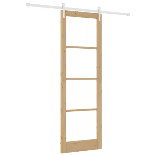Egyszerű Csúszó Ajtó Barna 78 x 232 cm Fa és fém