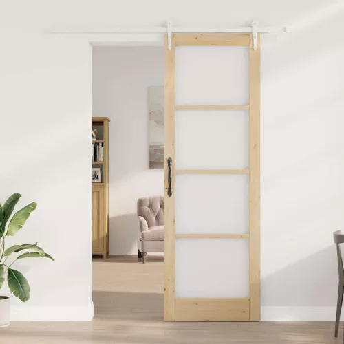Egyszerű Csúszó Ajtó Barna 78 x 232 cm Fa és fém