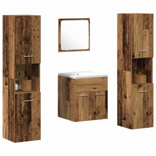 Fürdőszobabútor Szett 4 pcs Öreg fa 41 x 38.5 x 46 cm Faanyag