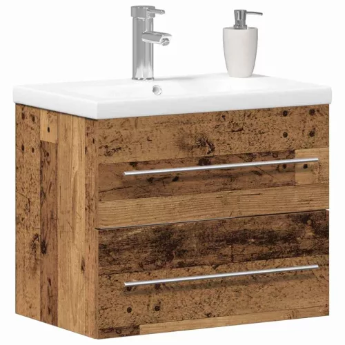 Mosdókagylós szekrény fiókkal 2 pcs Régi fa 60 x 38.5 x 48 cm