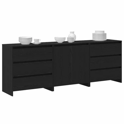 Széf fiókkal 3 pcs Fekete 70 x 41 x 75 cm Faanyag