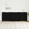 Széf fiókkal 3 pcs Fekete 70 x 41 x 75 cm Faanyag