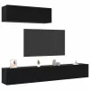 TV Szekrény Szett 3 pcs Musta tammi 200 x 30 x 30 cm Faanyag
