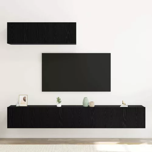 TV Szekrény Szett 3 pcs Musta tammi 200 x 30 x 30 cm Faanyag
