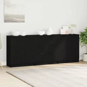 Oldalasztal fiókkal Fekete tölgy 180 x 30 x 70 cm Faanyag