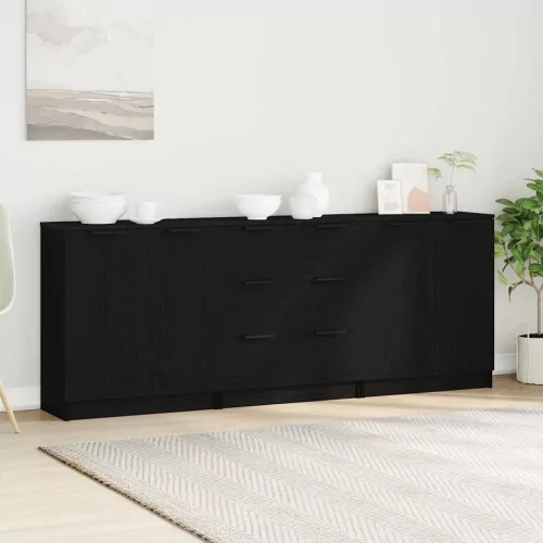 Oldalasztal fiókkal Fekete tölgy 180 x 30 x 70 cm Faanyag