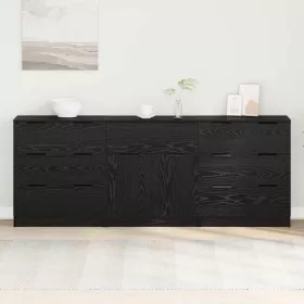 Széf fiókkal 3 pcs Musta tammi 60 x 30 x 70 cm Faanyag